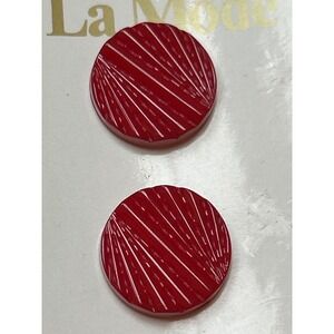 La Mode Red Textured Round Buttons 15mm 5/8 Inch Made in Italy 3 Count 43972